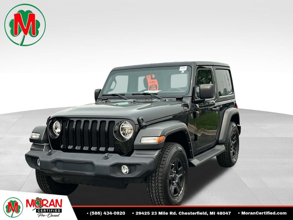 2022 Jeep Wrangler Sport in Black Clearcoat — front three-quarter view