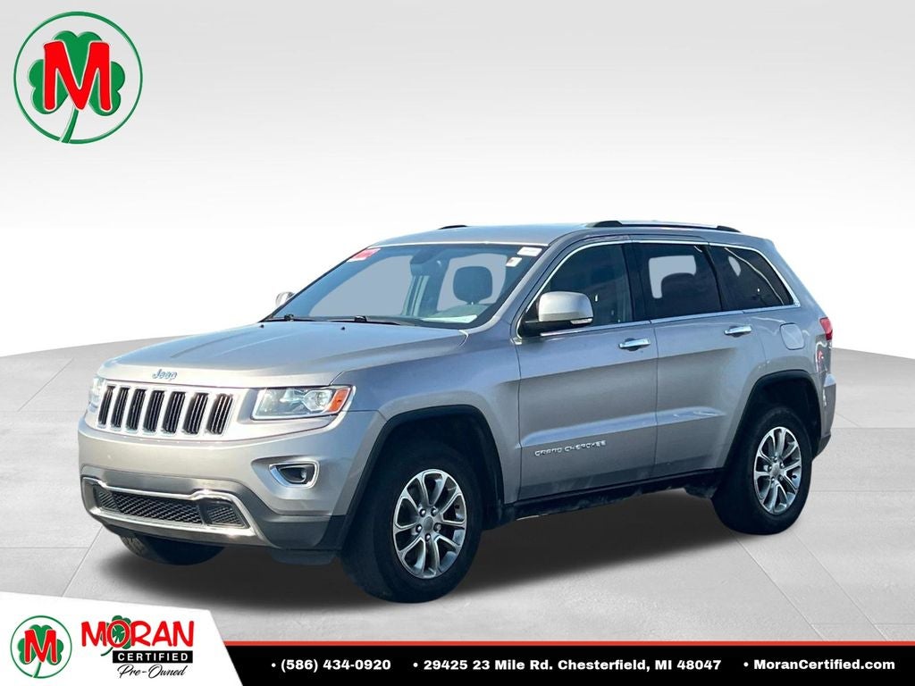 2014 Jeep Grand Cherokee Limited in Billet Silver Metallic — front three-quarter view