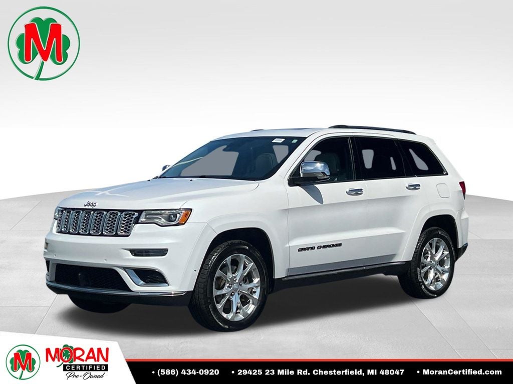 2021 Jeep Grand Cherokee Summit in Ivory — front three-quarter view
