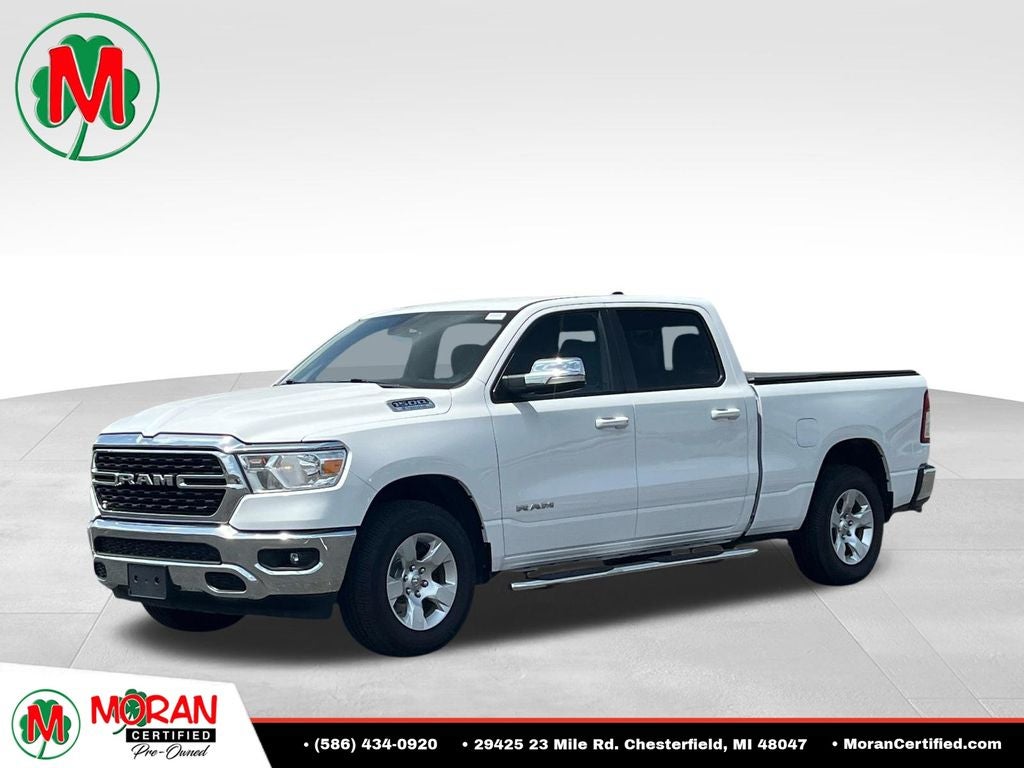 2022 RAM 1500 Big Horn/Lone Star in Bright White — front three-quarter view