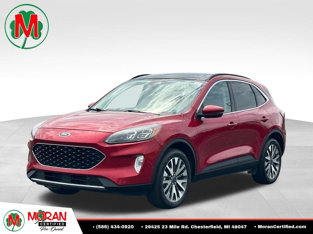 2020 Ford Escape Titanium in Red Metallic — front three-quarter view