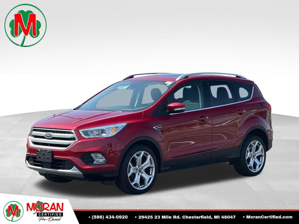 2019 Ford Escape Titanium in Ruby Red Metallic — front three-quarter view