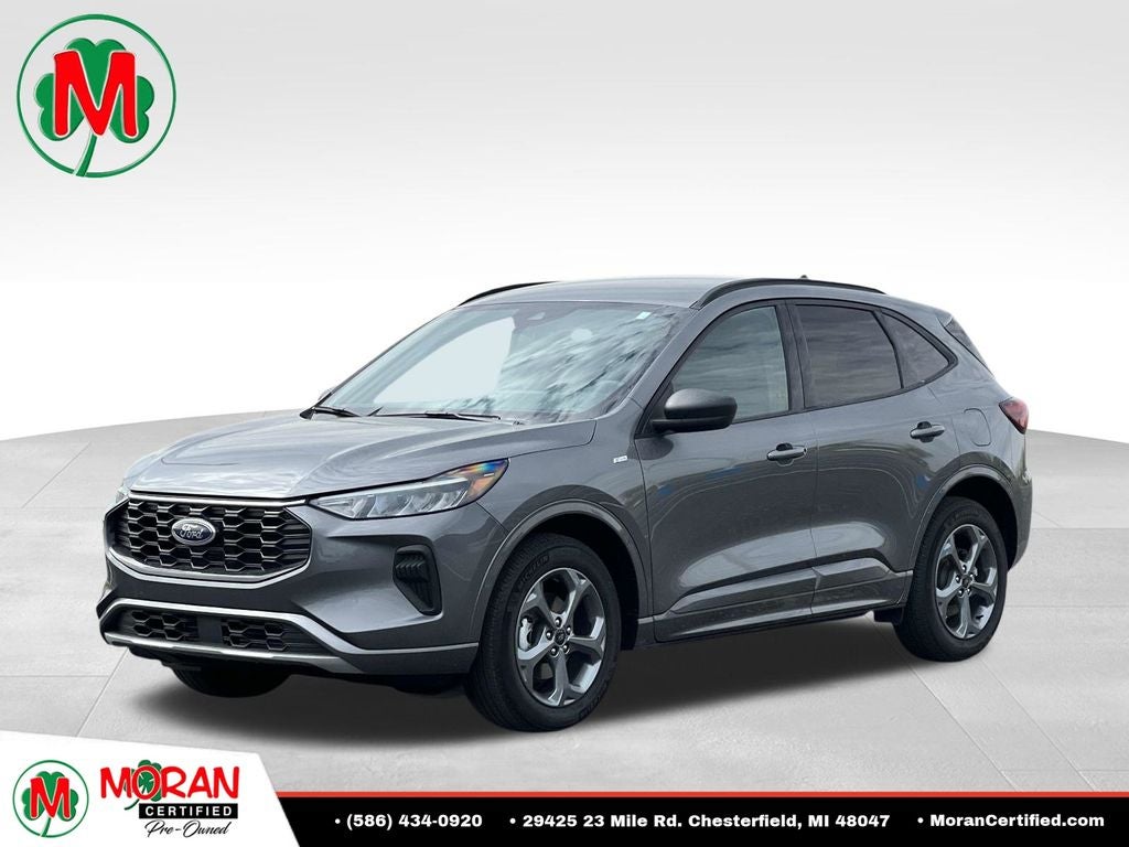 2024 Ford Escape ST-Line in Gray Metallic — front three-quarter view
