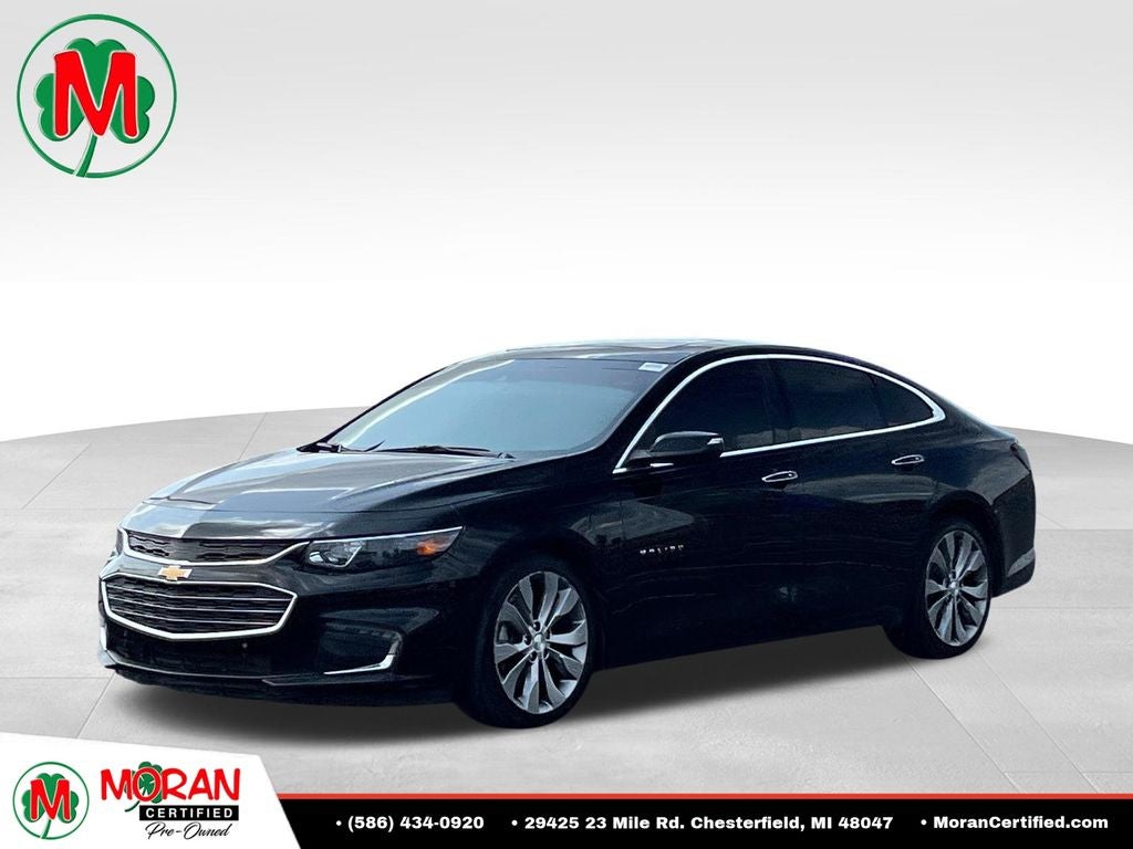 2018 Chevrolet Malibu Premier in Black Metallic — front three-quarter view