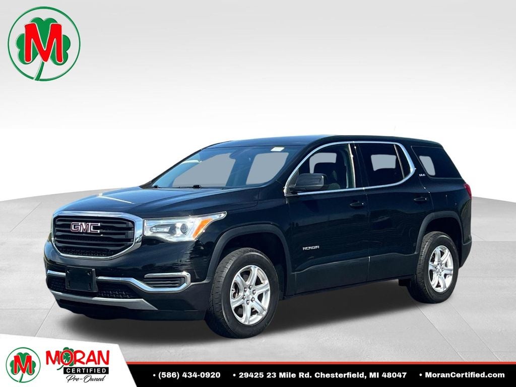 2019 GMC Acadia SLE-1 in Ebony Twilight Metallic — front three-quarter view
