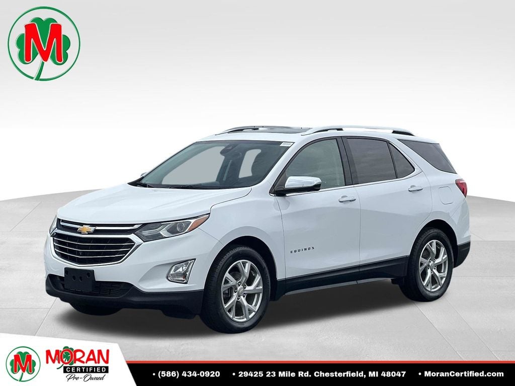 2020 Chevrolet Equinox Premier in Summit White — front three-quarter view