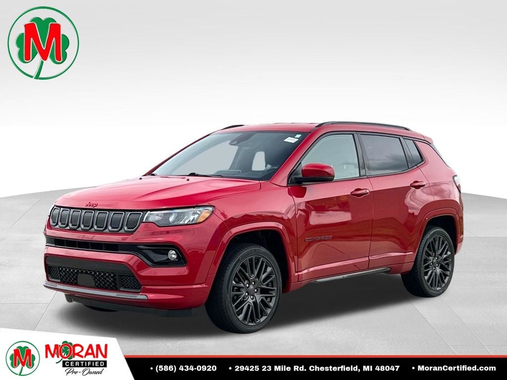2022 Jeep Compass Limited in Red Line — front three-quarter view