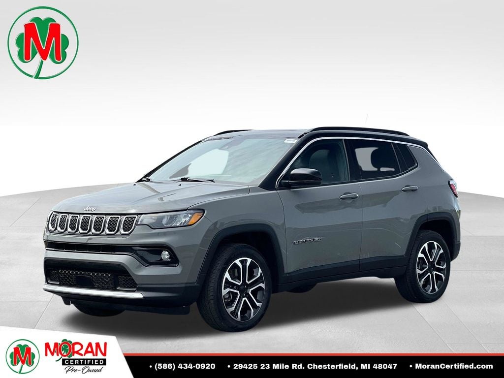 2023 Jeep Compass Limited in Gray Clearcoat — front three-quarter view