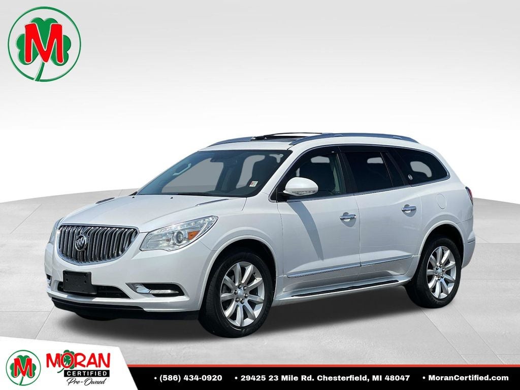 2017 Buick Enclave Premium Group in White Frost — front three-quarter view