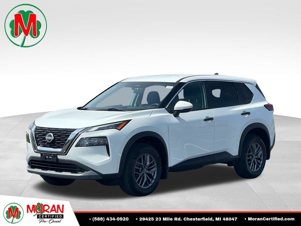 2022 Nissan Rogue S in White — front three-quarter view