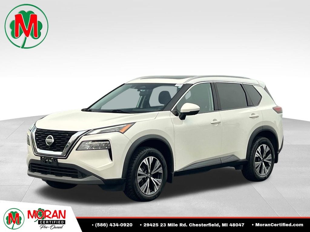 2021 Nissan Rogue SV in Silver — front three-quarter view