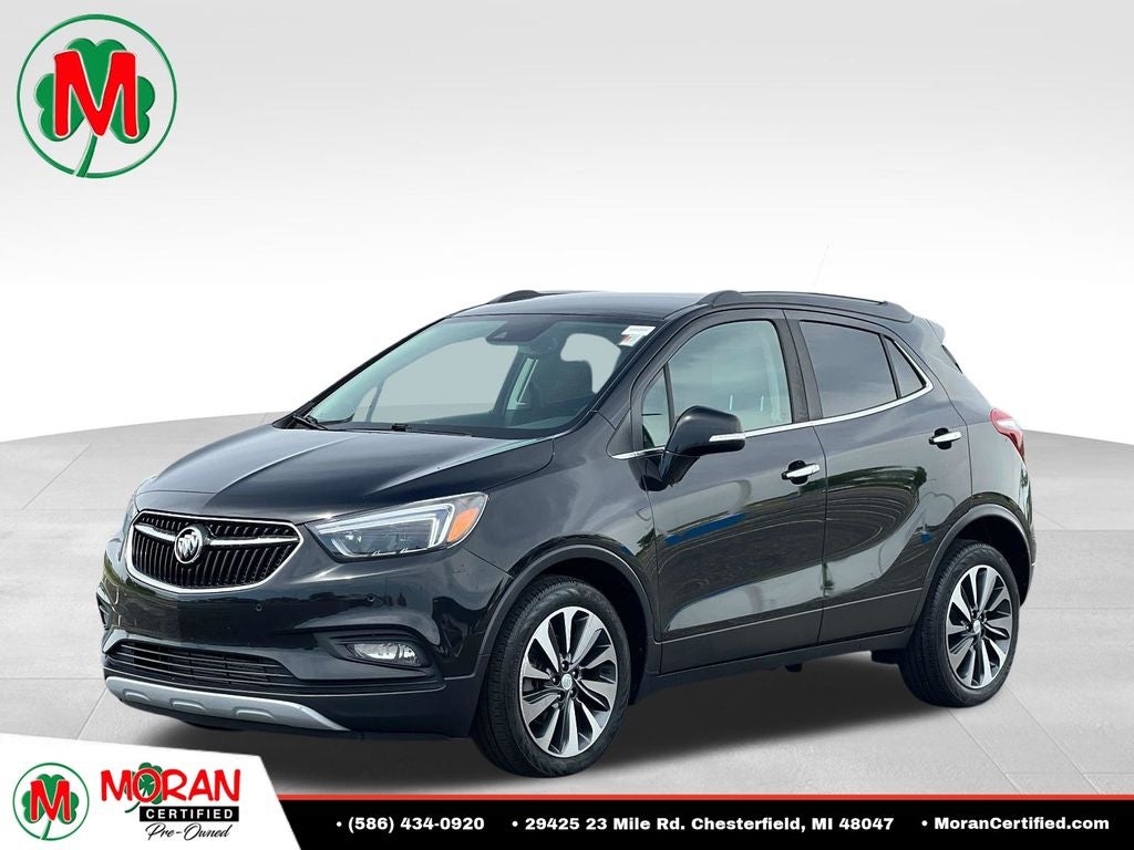 2019 Buick Encore Essence in Ebony Twilight Metallic — front three-quarter view
