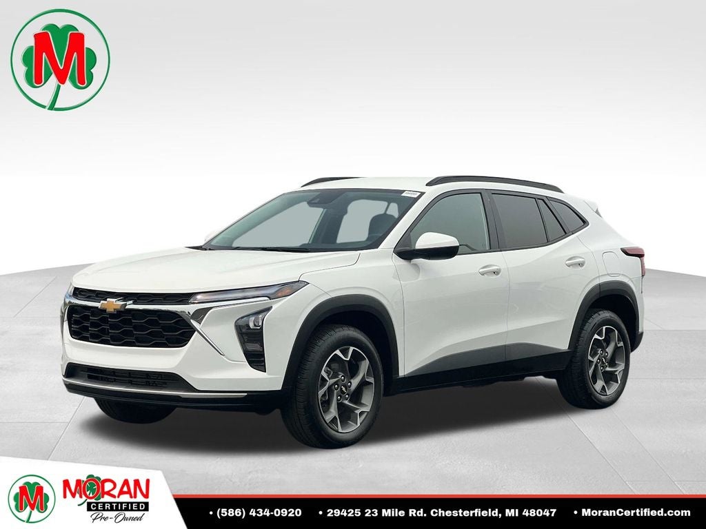 2024 Chevrolet Trax LT in Summit White — front three-quarter view