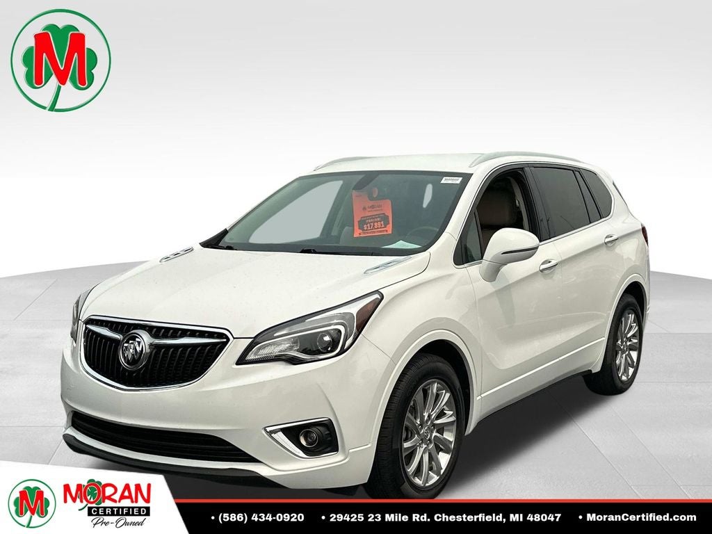 2020 Buick Envision Essence in Summit White — front three-quarter view